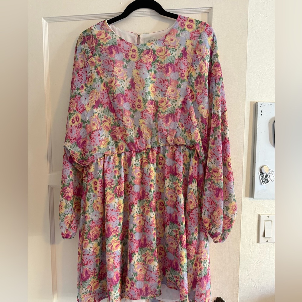 Wayf Floral Dress in Pink and Yellow